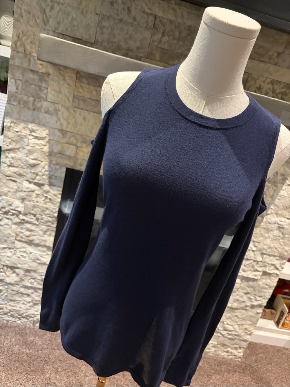 Lilly Pulitzer Navy Cold-Shoulder Knit Top